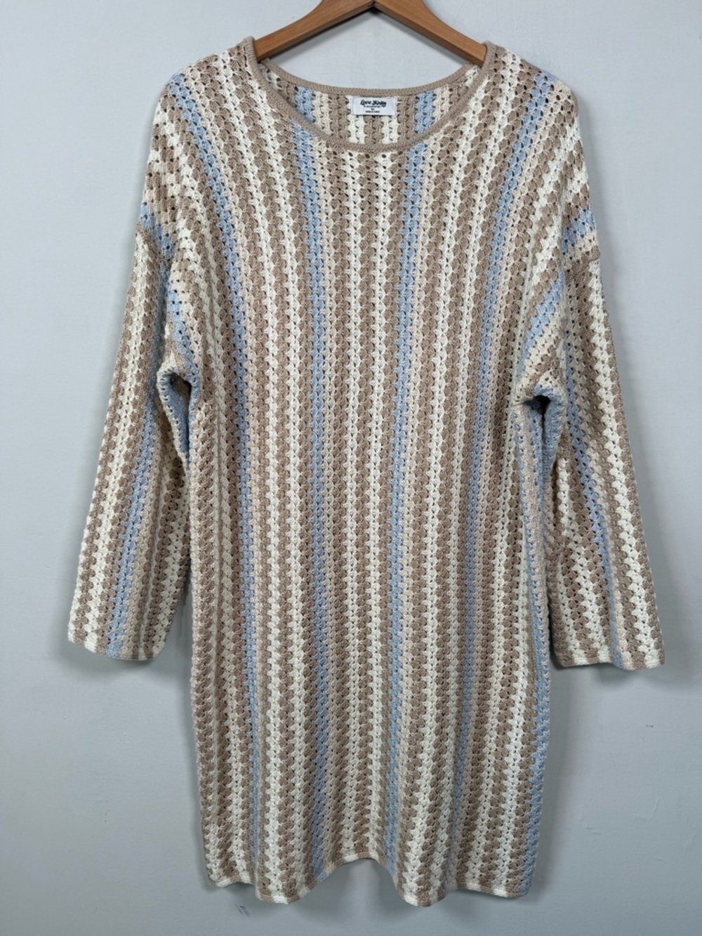 Love Knits Striped Crochet Knit Dress/ Cover Up, Size 1X, Like New!